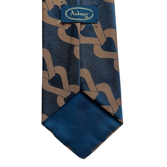 The Andover Vintage Elegant Black and Brown Men's Tie - Picture 4 of 5